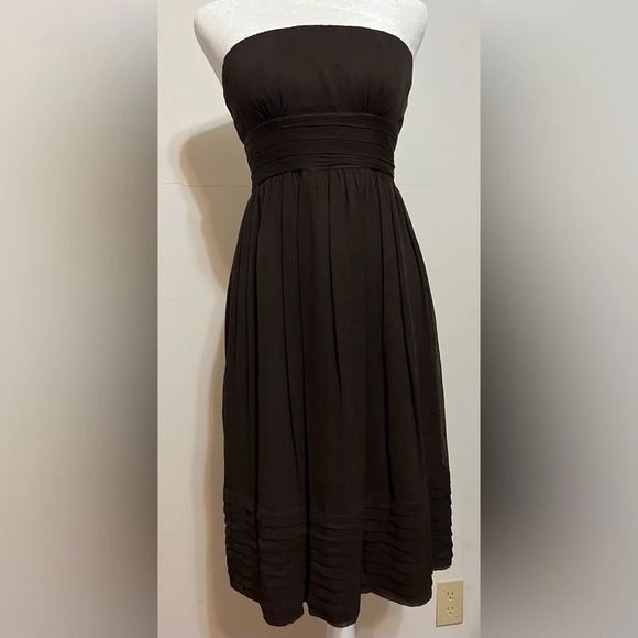 J. Crew Strapless Silk Chiffon Dress. Size 0. Chocolate brown - Picture 2 of 15